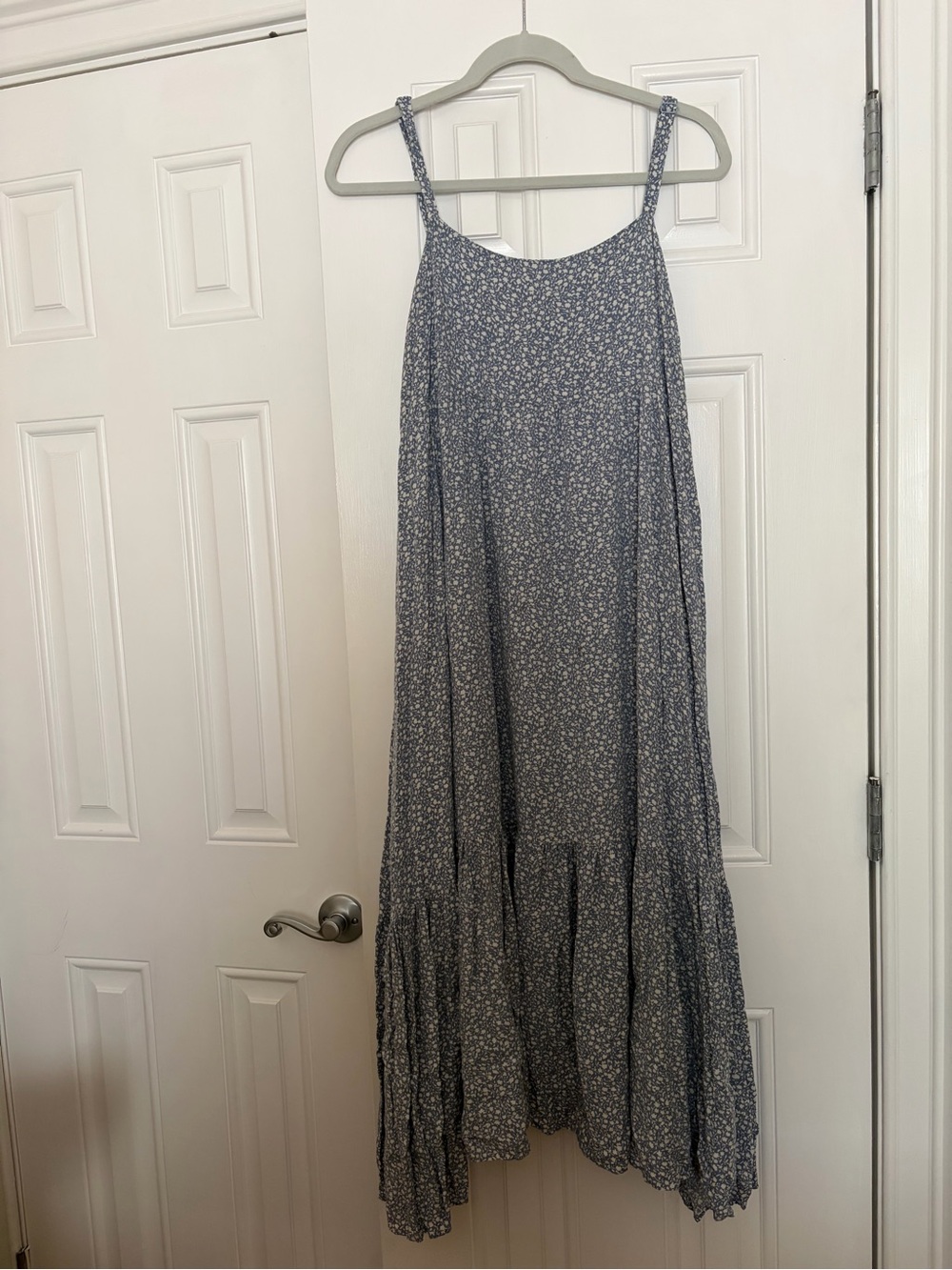 Blue Cottage-core Floral Midi Dress